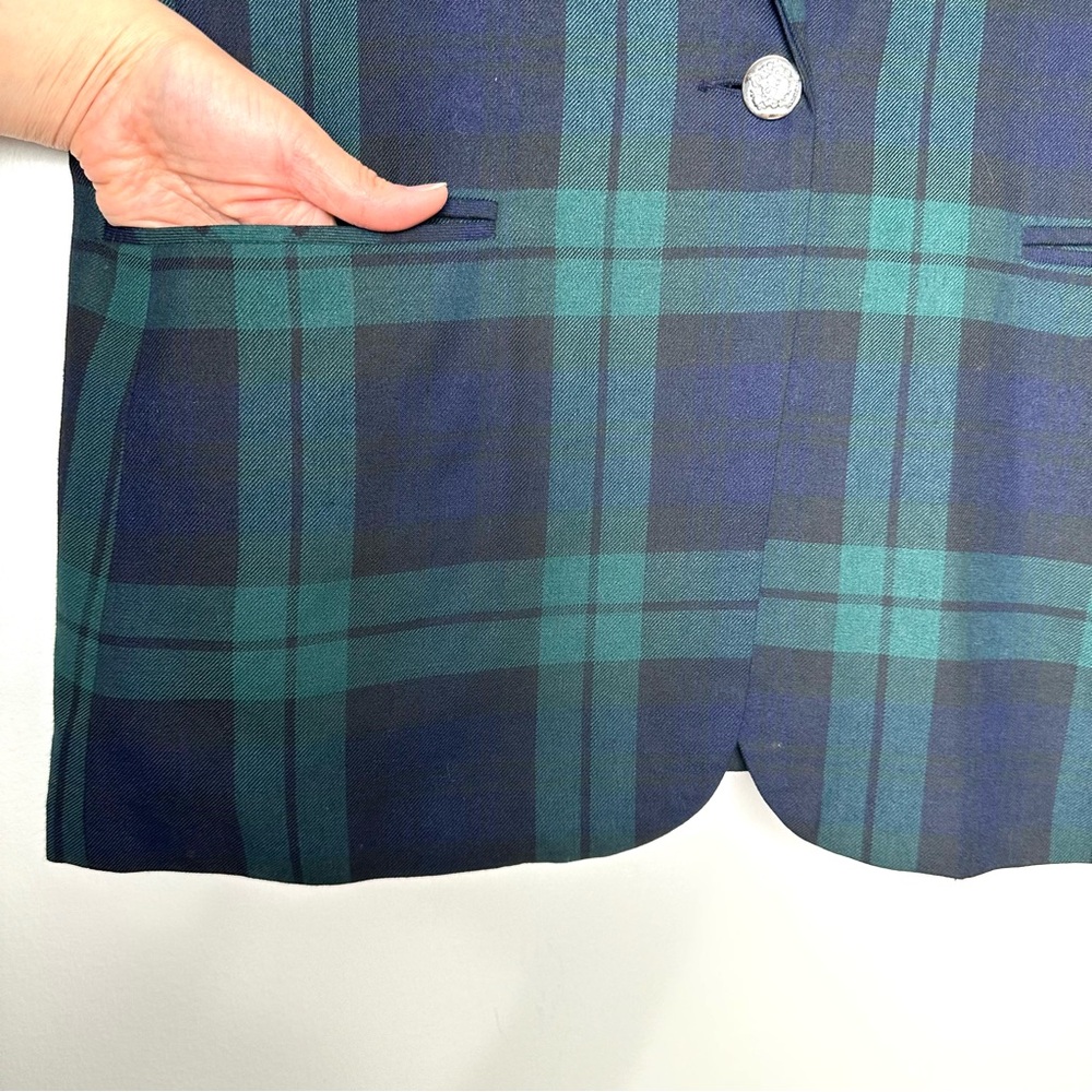 Vintage Tartan Plaid Old Money Heritage Blazer Single Button Black Watch Preppy - Picture 5 of 13